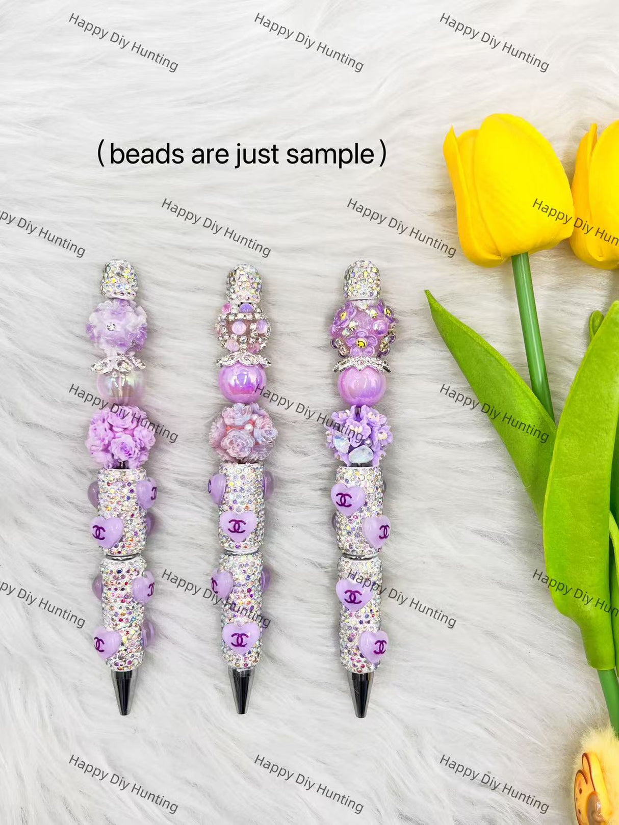Sliver And Purple CC Heart Designer Rhinestone Pen DP-007
