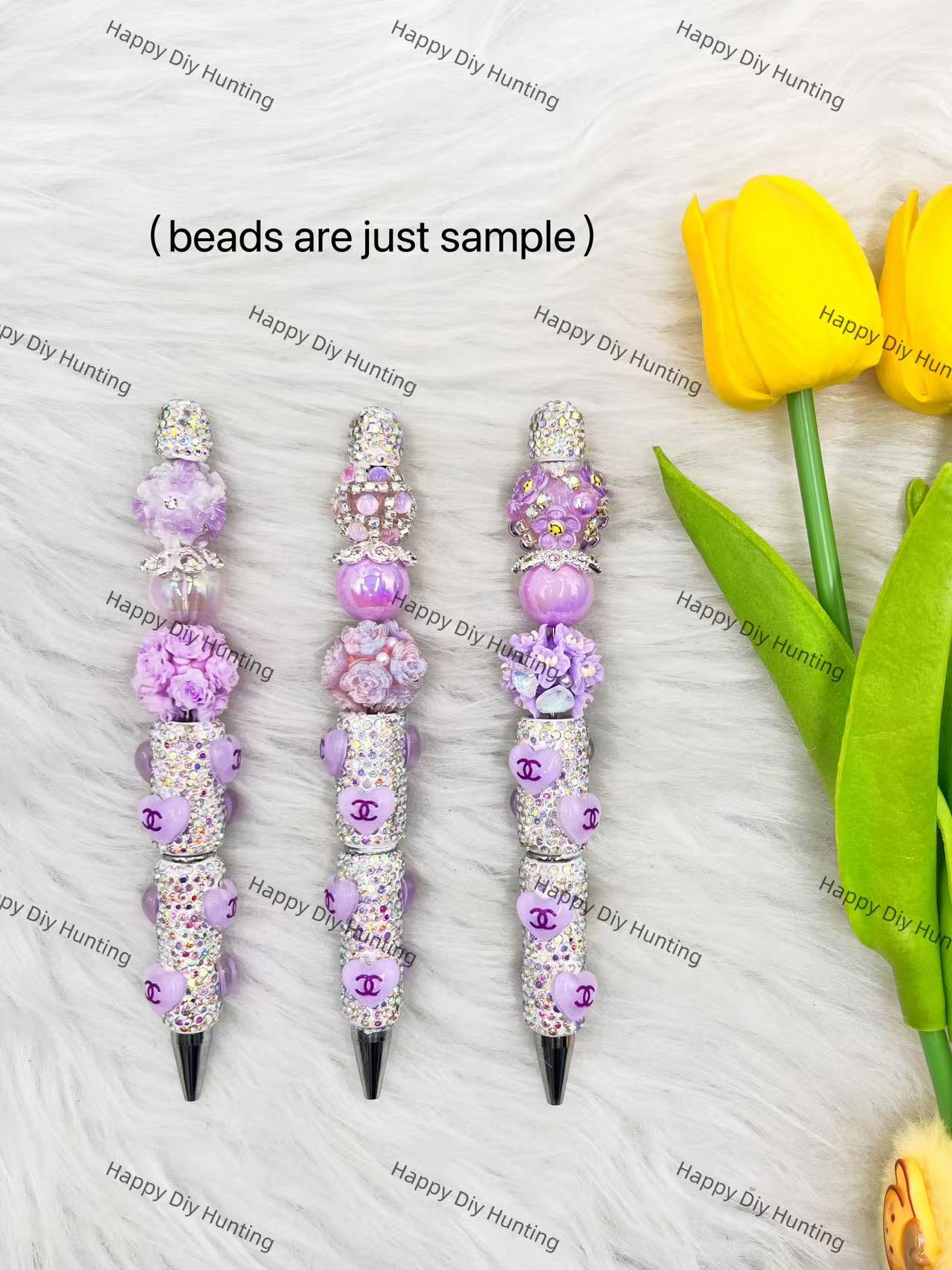 Sliver And Purple CC Heart Designer Rhinestone Pen DP-007