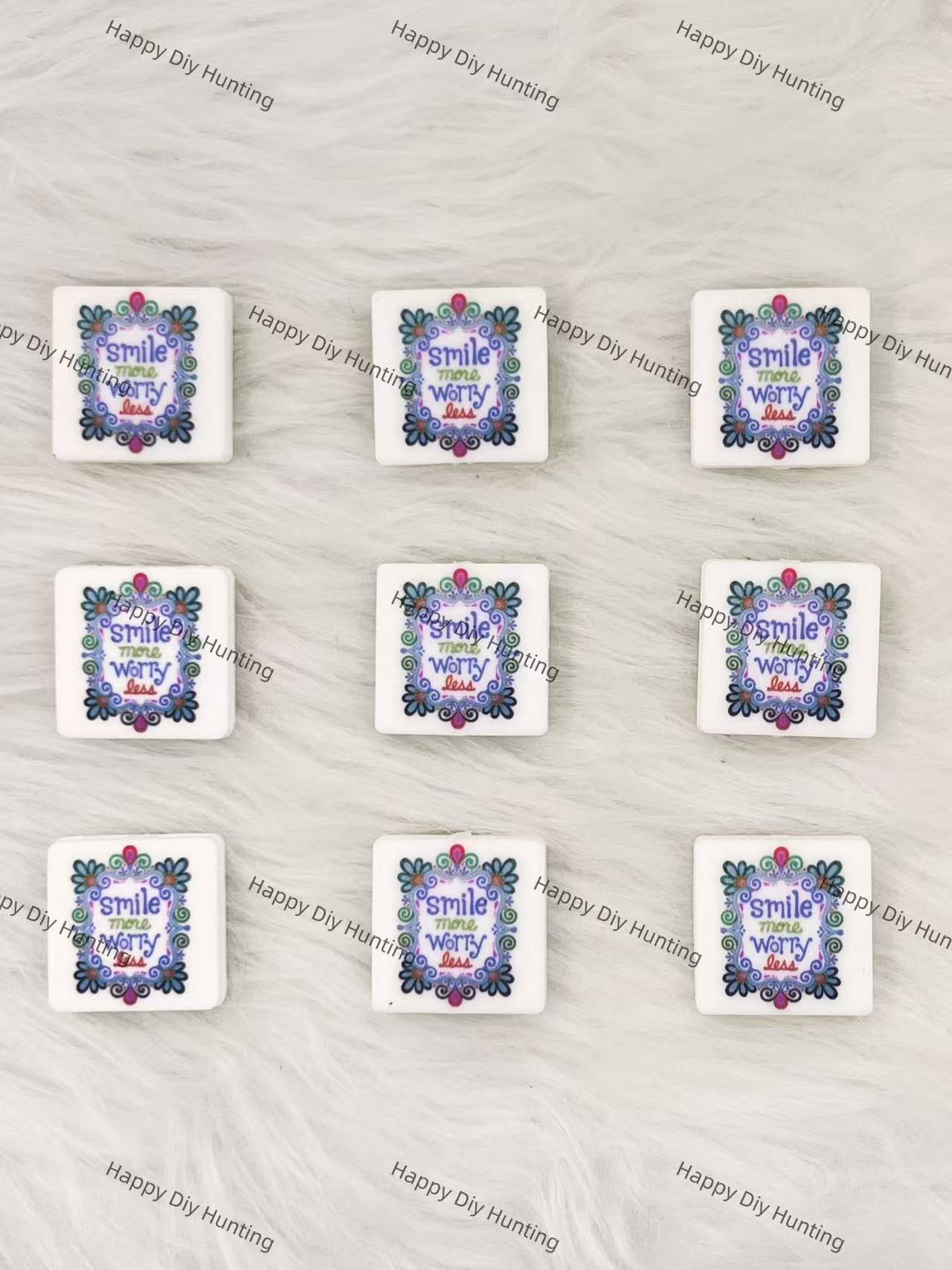 Smile More Worry Less Silicone Focal Beads Wholesale, silicone focal beads for pens