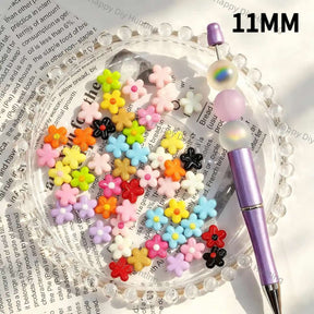 Solid Color Mini Flower Acrylic Beads For Beadable Wire Loop