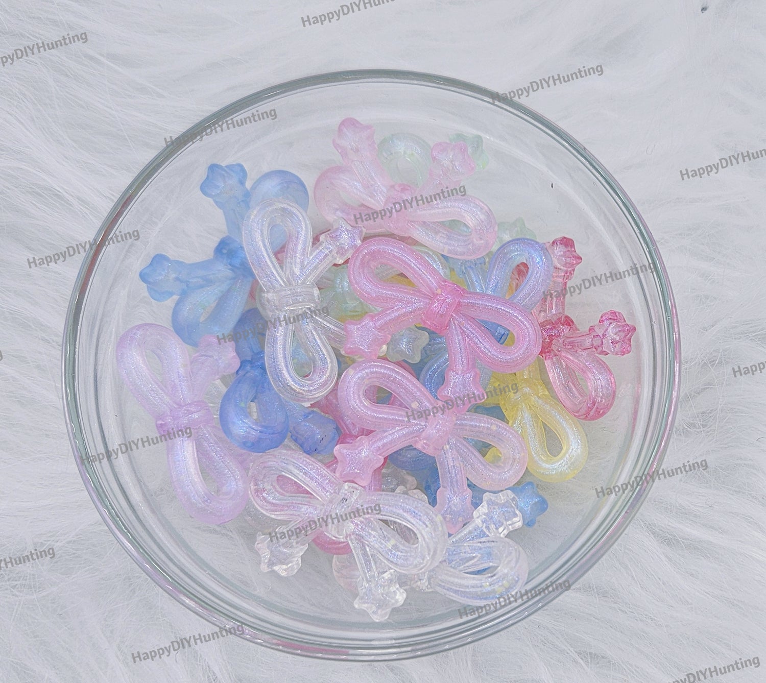 Solid Glitter Color Bowtie Acrylic Beads