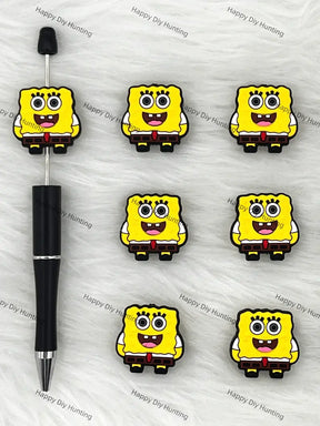Handmade Beadable Pen with 3D Yellow Sponge Silicone Beads