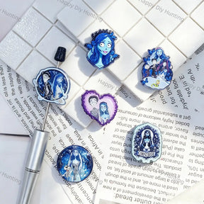 spooky blue ghost bride printed acrylic focal beads for beadable pen diy craft supplies wholesale