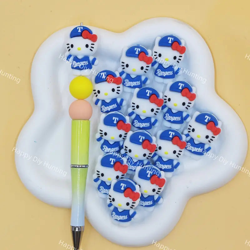 Cartoon figure silicone focal beads for custom beaded pen making