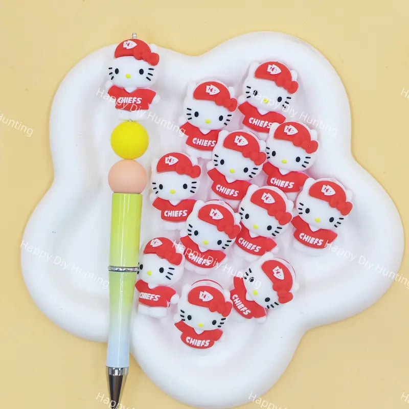 Cartoon figure silicone focal beads for custom beaded pen making