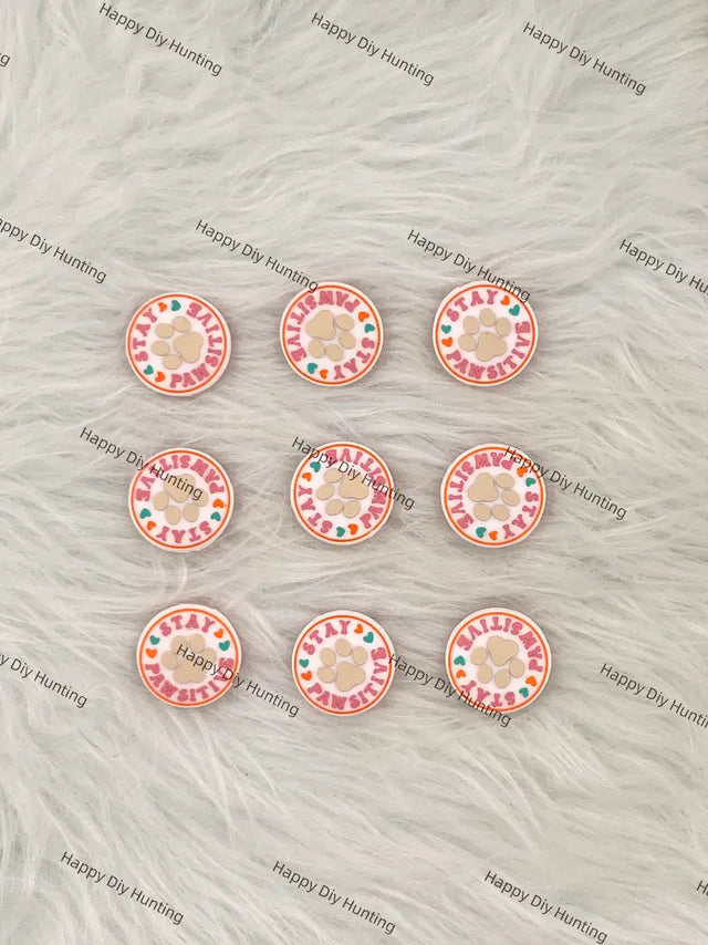 Stay Pawsitive Pet Quote Silicone Focal Beads for Pet Saying Beadable Pen