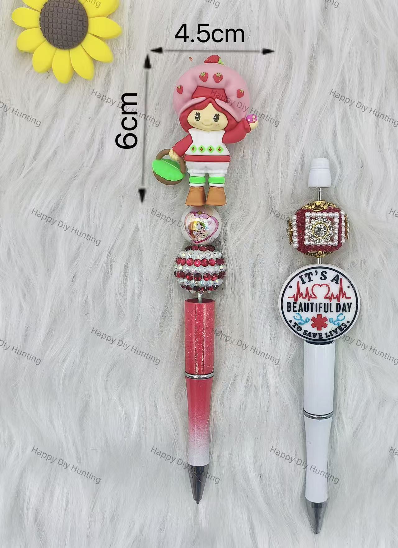 Strawberrty Short-cake Girl Carrying a basket Pen topper(NO HOLE)
