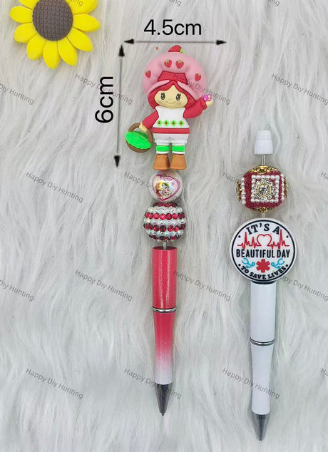 Strawberrty Short-cake Girl Carrying a basket Pen topper(NO HOLE)