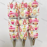 strawberry treat cartoon girl rhinestone accent beadable pens for diy silicone focal bead craft wholesale