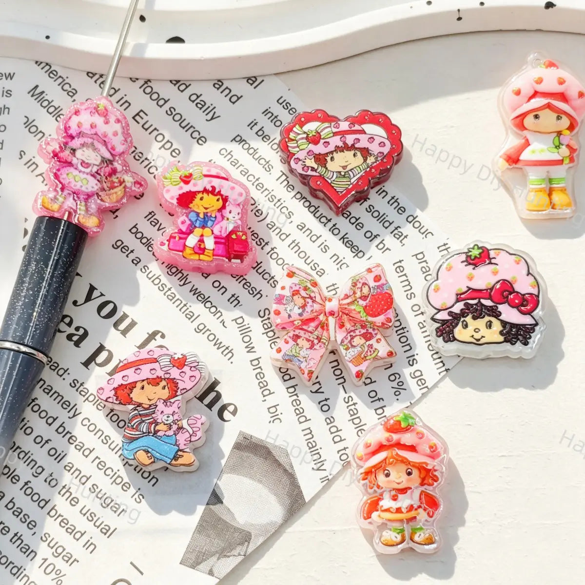 Strawberry Shortcake Acrylic Focal Beads for DIY Beadable Pens & Jewelry