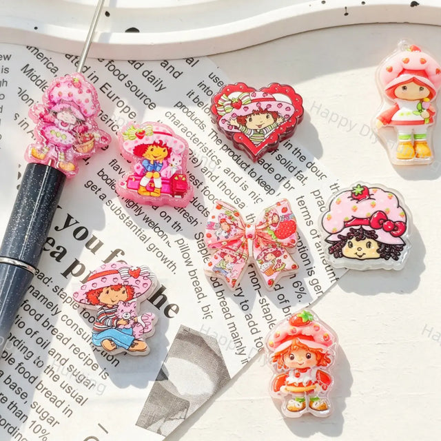Strawberry Shortcake Acrylic Focal Beads for DIY Beadable Pens & Jewelry