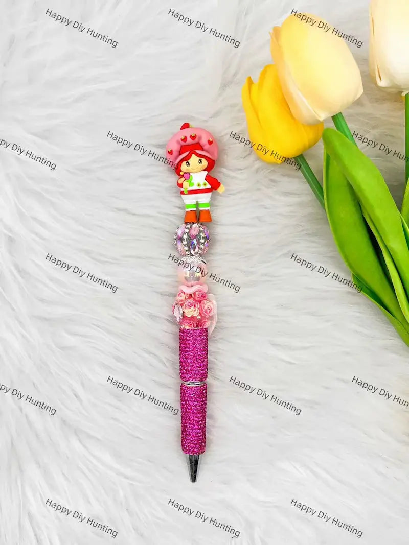 Strawberry Themed Character Pen Topper Fits Most Regular Pen Tops for DIY Craft
