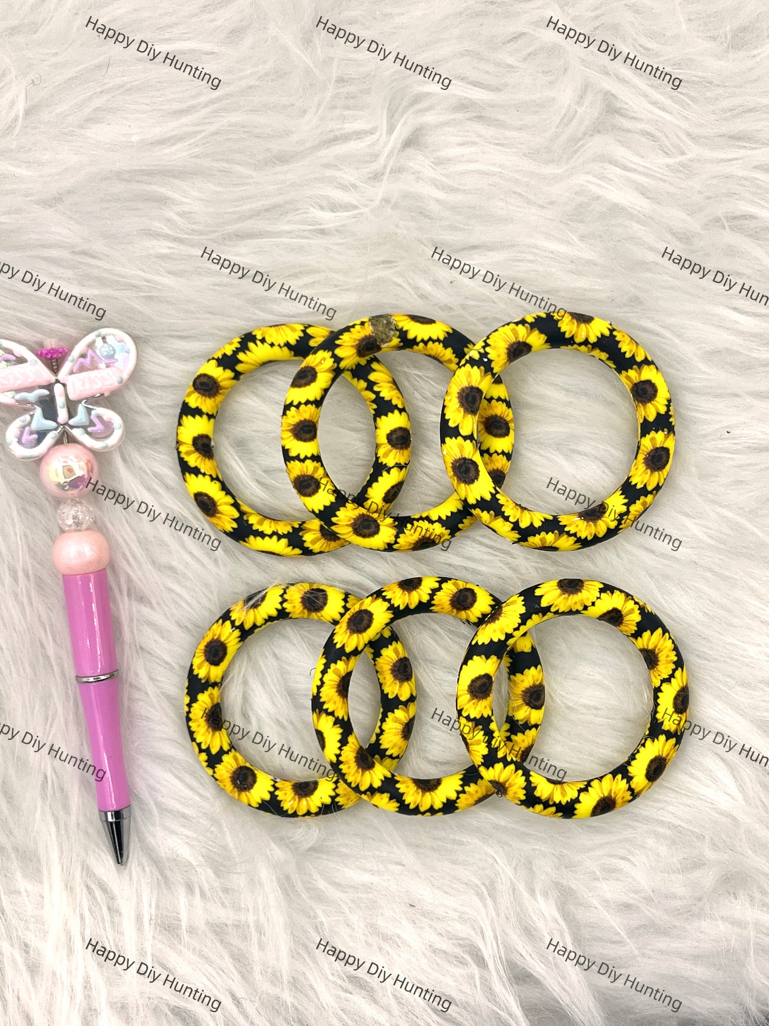 Sunflower Beadable Silicone Ring Car Hanger Charm Loop