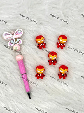 Finished DIY Pen With 3D Superhero Head Silicone Focal Beads