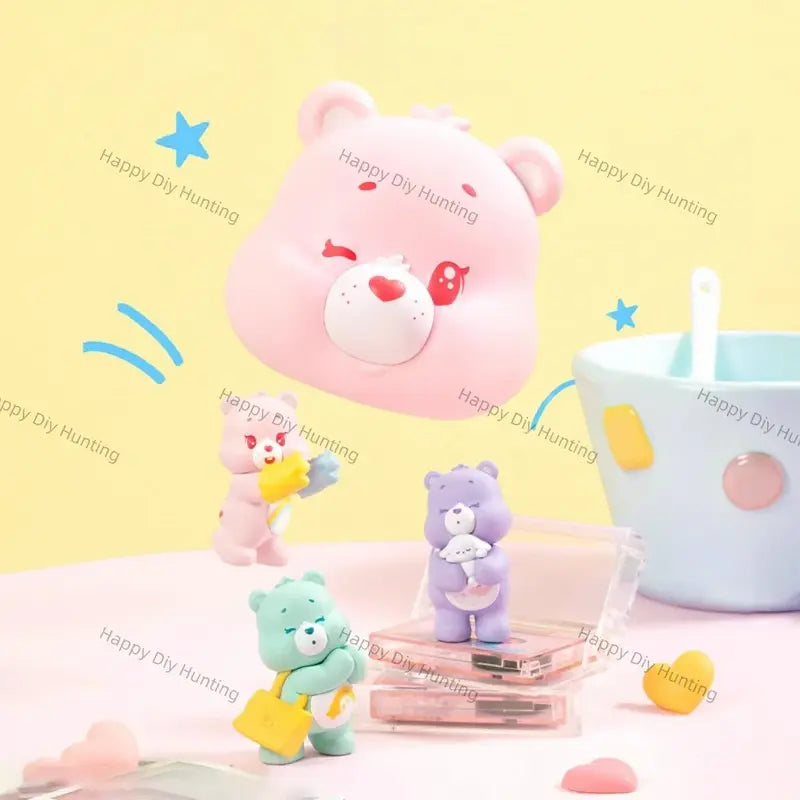 Sweet Pastel Cute Bear Silicone Figurine Set for DIY Bead Accessories Craft