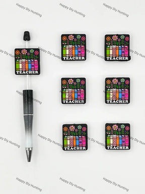 Handmade Beadable Pen with Teacher Theme Silicone Beads