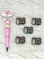 Handmade Beadable Pen with Iced Coffee Loving Teacher Silicone Beads