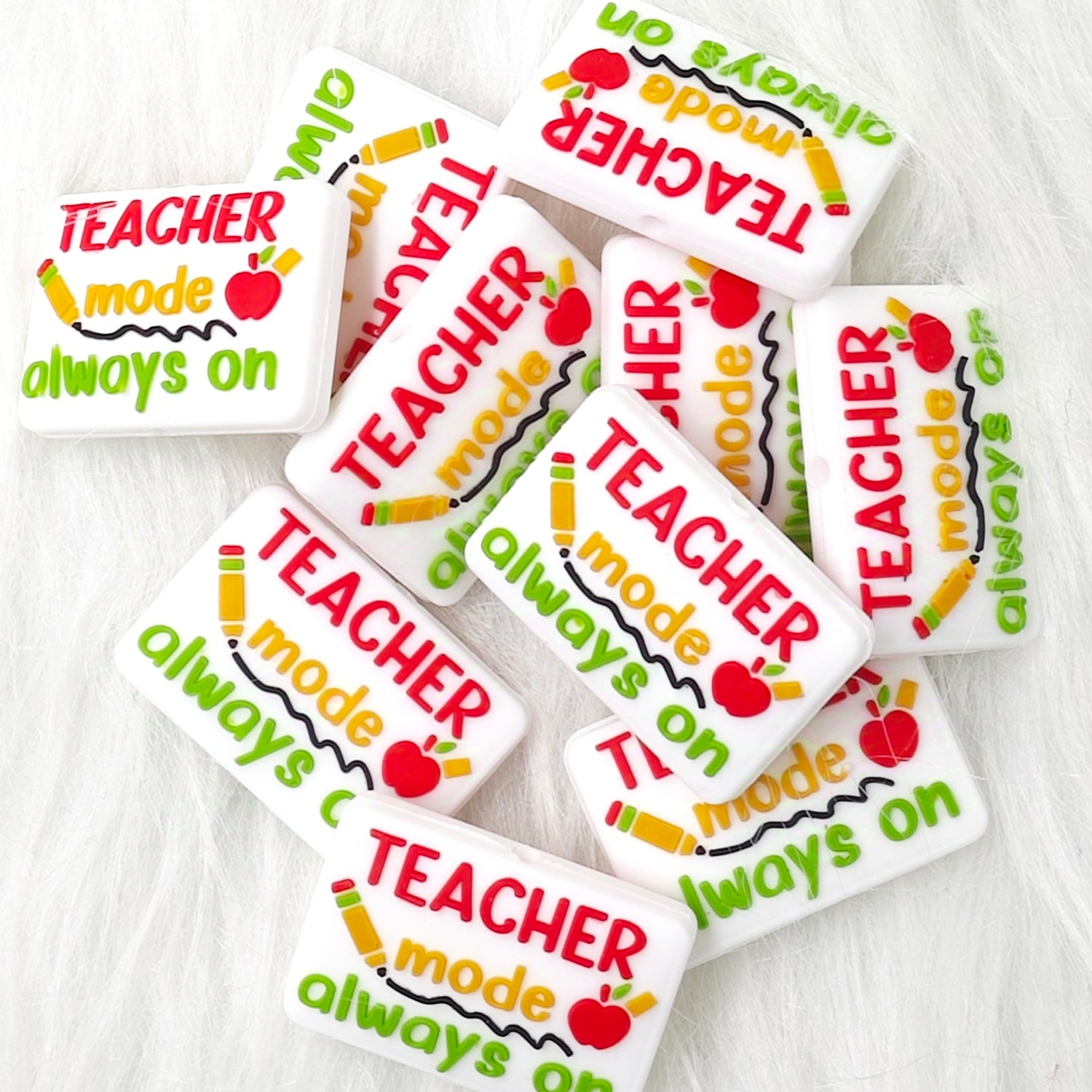 Teacher mode always on Silicone Focal Beads, Quote Focal Beads