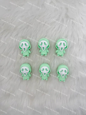 3D teal ghost face PVC pen topper for DIY beadable pen craft & gothic handmade jewelry making