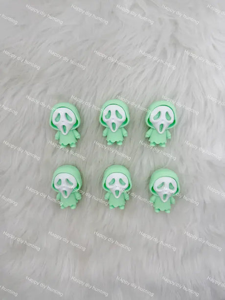 3D teal ghost face PVC pen topper for DIY beadable pen craft & gothic handmade jewelry making