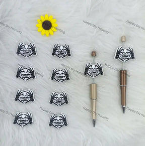 Handmade Beadable Pen with Brave Soul Text Silicone Beads