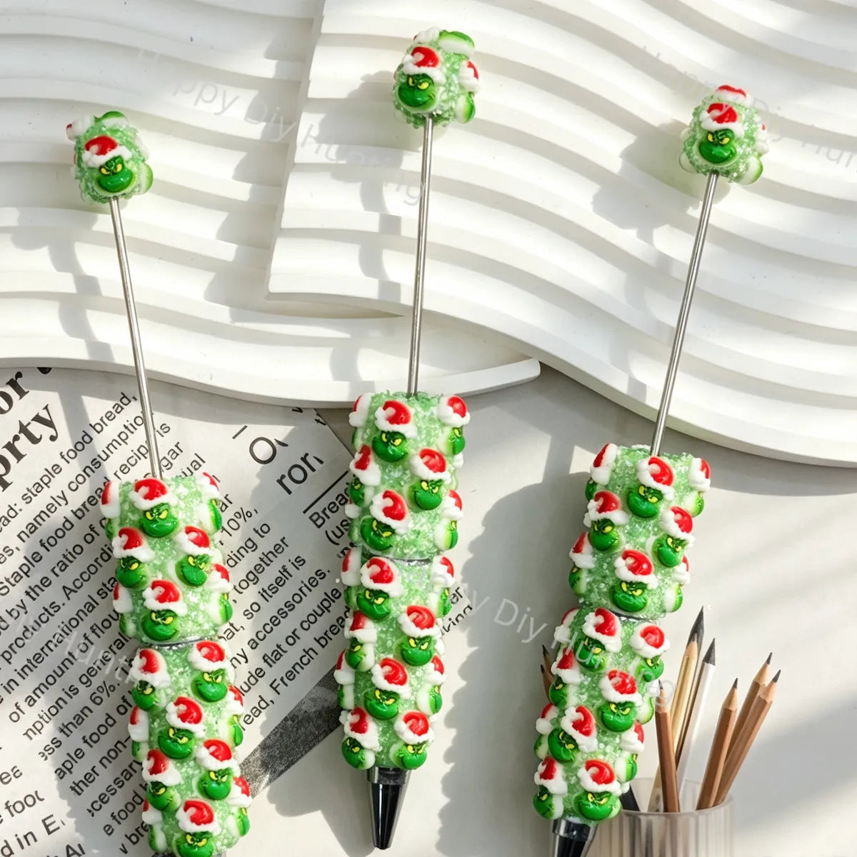 The Grinch Printed Beadable Pens Wholesale, Matches All Focal Beads & Pen Toppers1