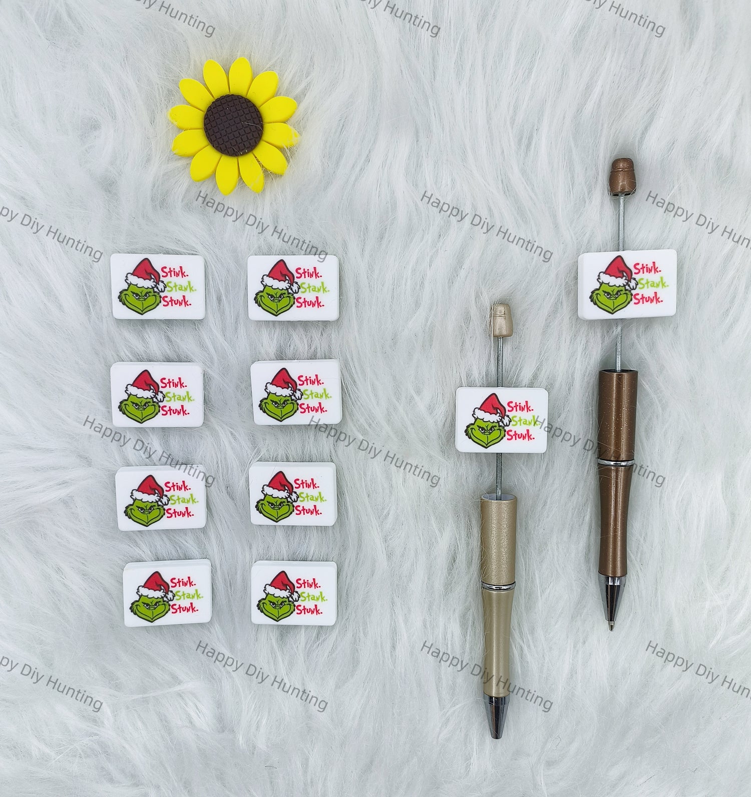 The Grinch wearing a Santa hat Silicone Focal Beads Wholesale, silicone focal beads for pens,Chrismas Silicone Focal Beads 