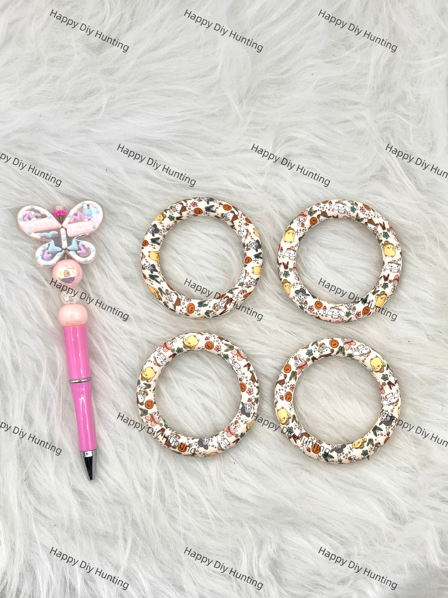 The Sanrio family Beadable Silicone Ring Car Hanger Charm Loop