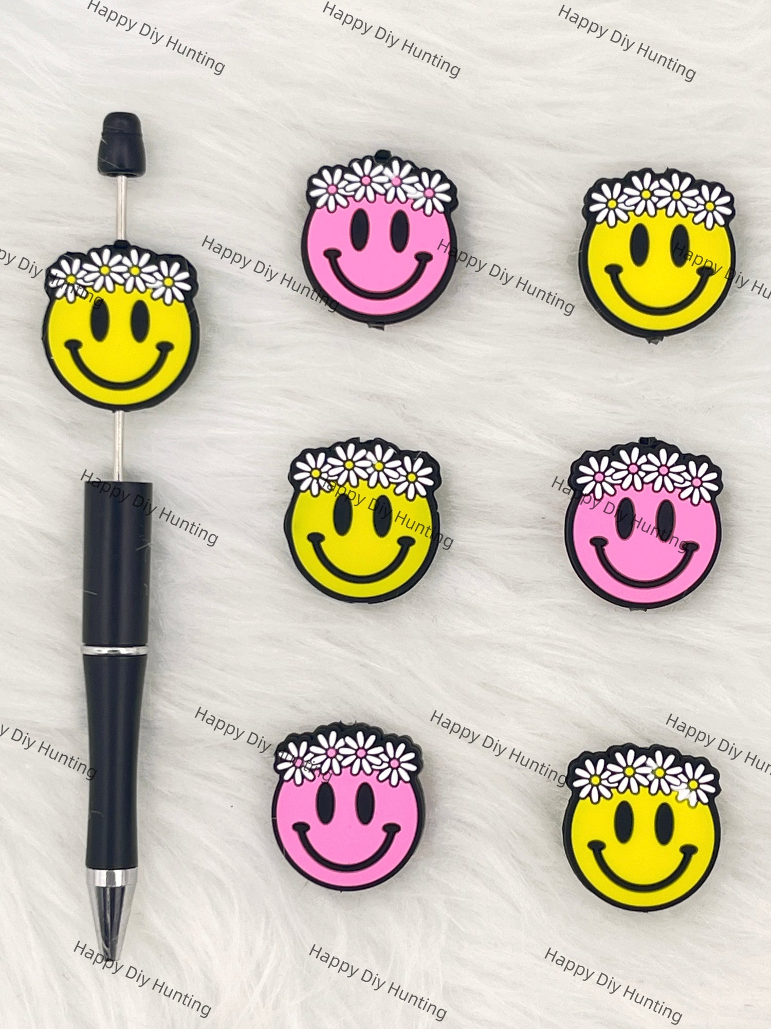 The Smiling Face Wearing A Garland Silicone Focal Beads Wholesale, silicone focal beads for pens