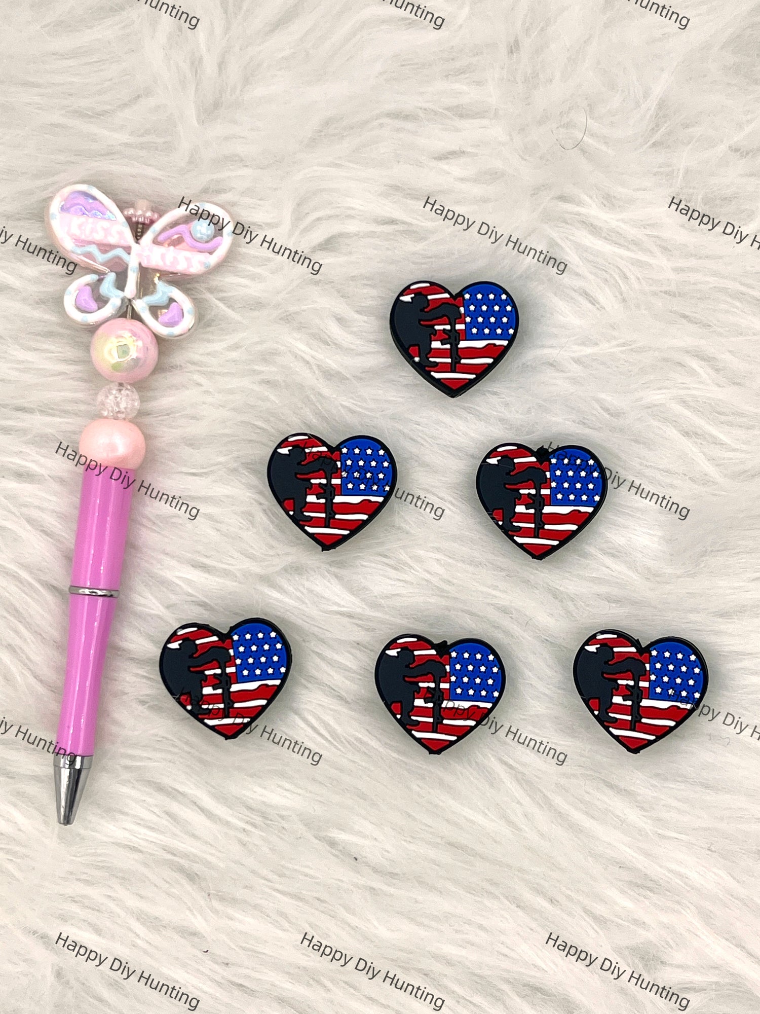 The Stars And The Stripes Silicone Focal Beads Wholesale, silicone focal beads for pens