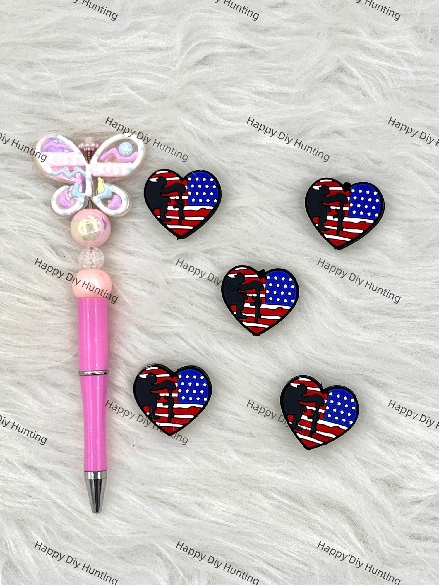 The Stars And The Stripes Silicone Focal Beads Wholesale, silicone focal beads for pens