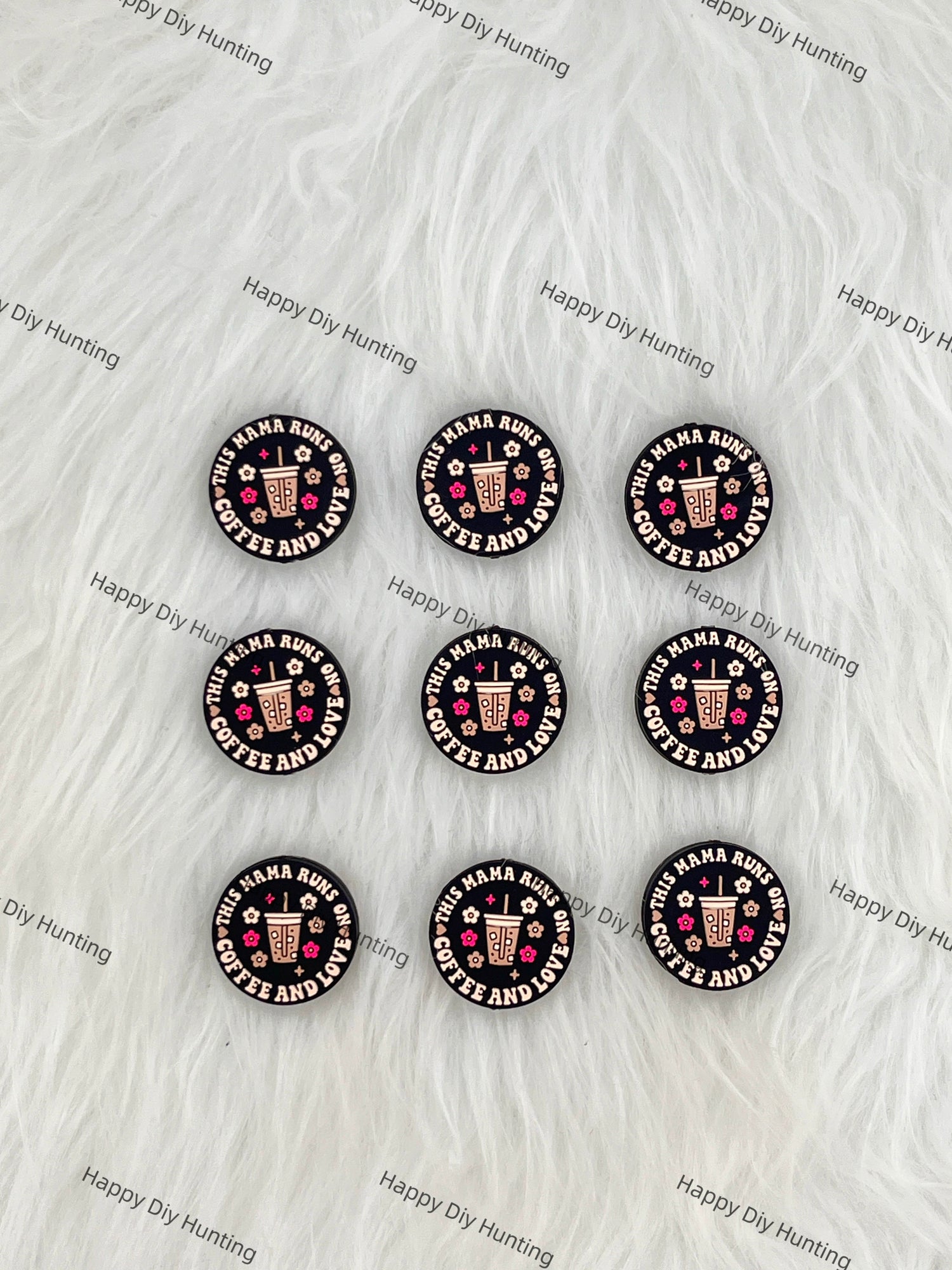 This Mama Runs On Coffee And Love  Silicone Focal Beads