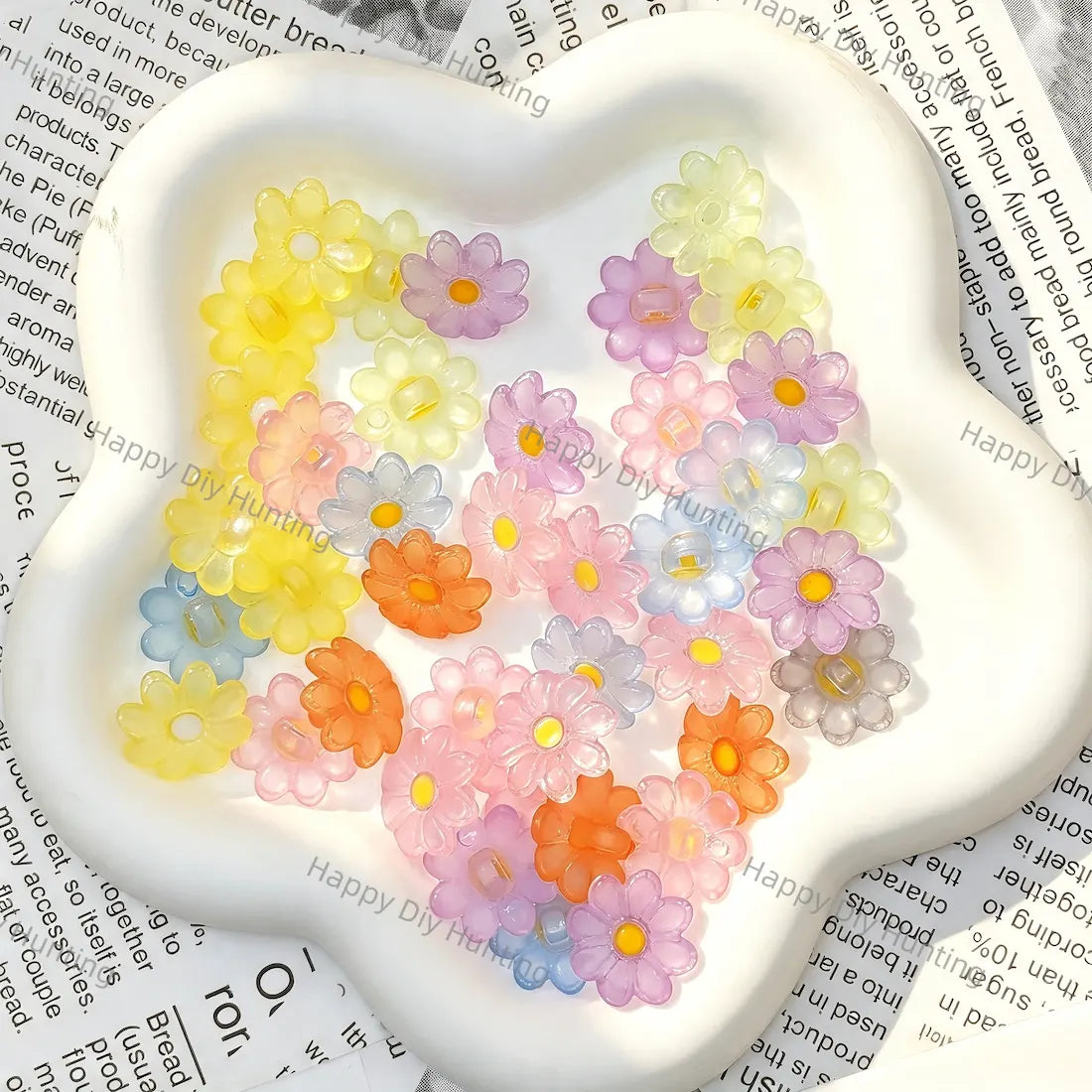 Transparent Jelly Daisy Flower Large Hole Acrylic Spacer Beads, translucent decorative craft beads for DIY beadable pen, bag charm and keychain wholesale