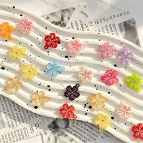 Transparent Striped Five Petal Flower Single Loop Acrylic Spacer Beads, translucent floral decorative beads for DIY beadable pen, bag charm and keychain wholesale