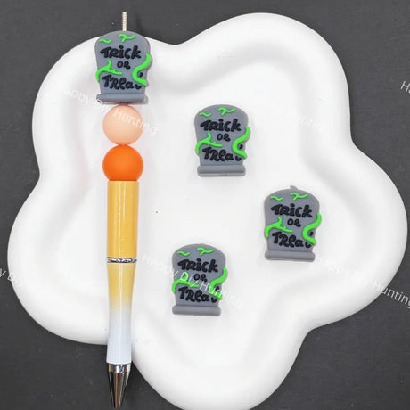 Trick Or Treat Tombstone Halloween Silicone Focal Beads | DIY Pen Craft Supplies