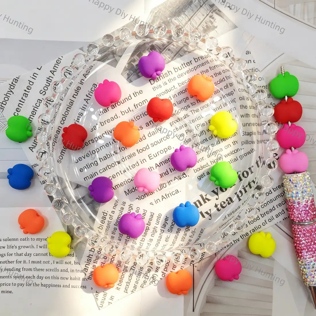 vibrant assorted solid matte 3d layered rose acrylic beads for diy beadable pen craft wholesale