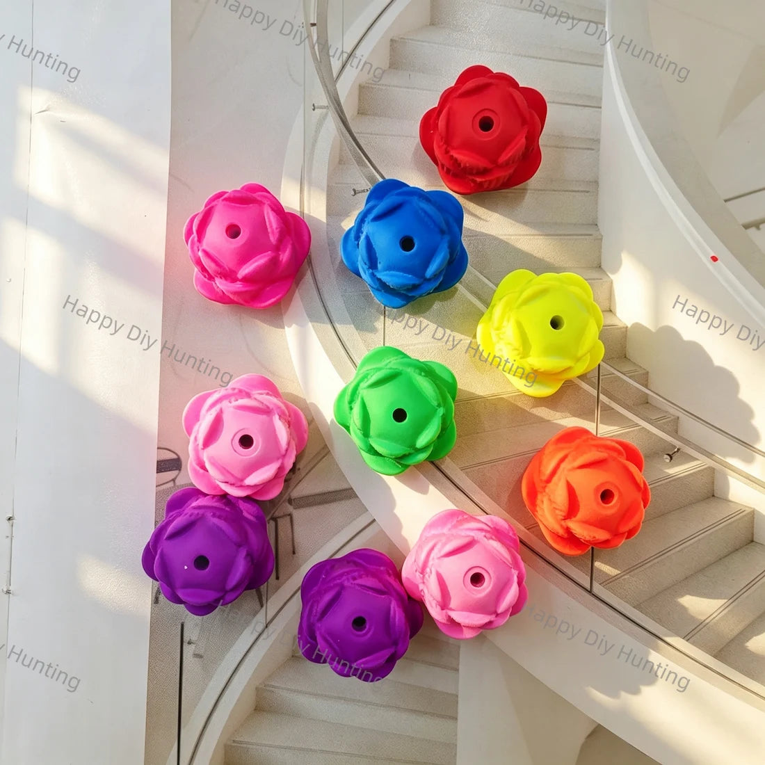 vibrant assorted solid matte 3d multi-layer rose acrylic beads for diy beadable pen craft wholesale