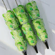 vibrant lime green whimsical cartoon character print beadable pens for diy silicone focal bead craft wholesale