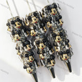 vintage black‑white playful mouse cartoon print beadable pens for diy silicone focal bead craft wholesale