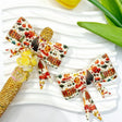 Vintage christmas print silicone bow beads, large‑hole food‑grade silicone charms for DIY beadable pen craft
