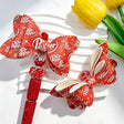 Bow-shaped focal beads featuring a vintage deep red soda pop print design. Sturdy, colorful, and easy to customize, perfect for beadable pens, keychains, and handmade crafts.