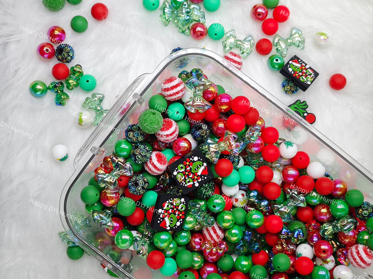 Assorted Beads- Happy Grinchmas