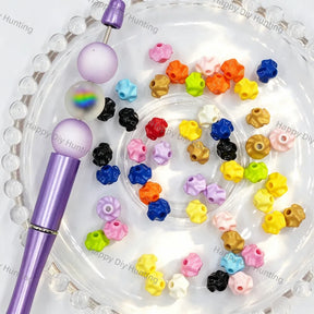 wavy flower shape large hole acrylic beads multi‑color petal textured for beadable pen straw charm diy craft wholesale