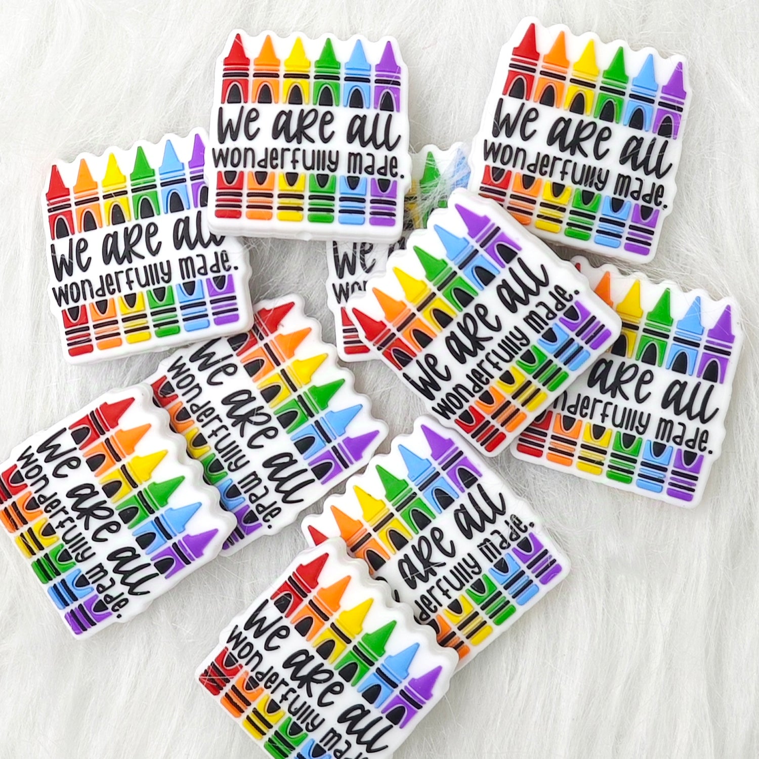 We are all wonderful made Silicone Focal Beads, Quote Focal Beads