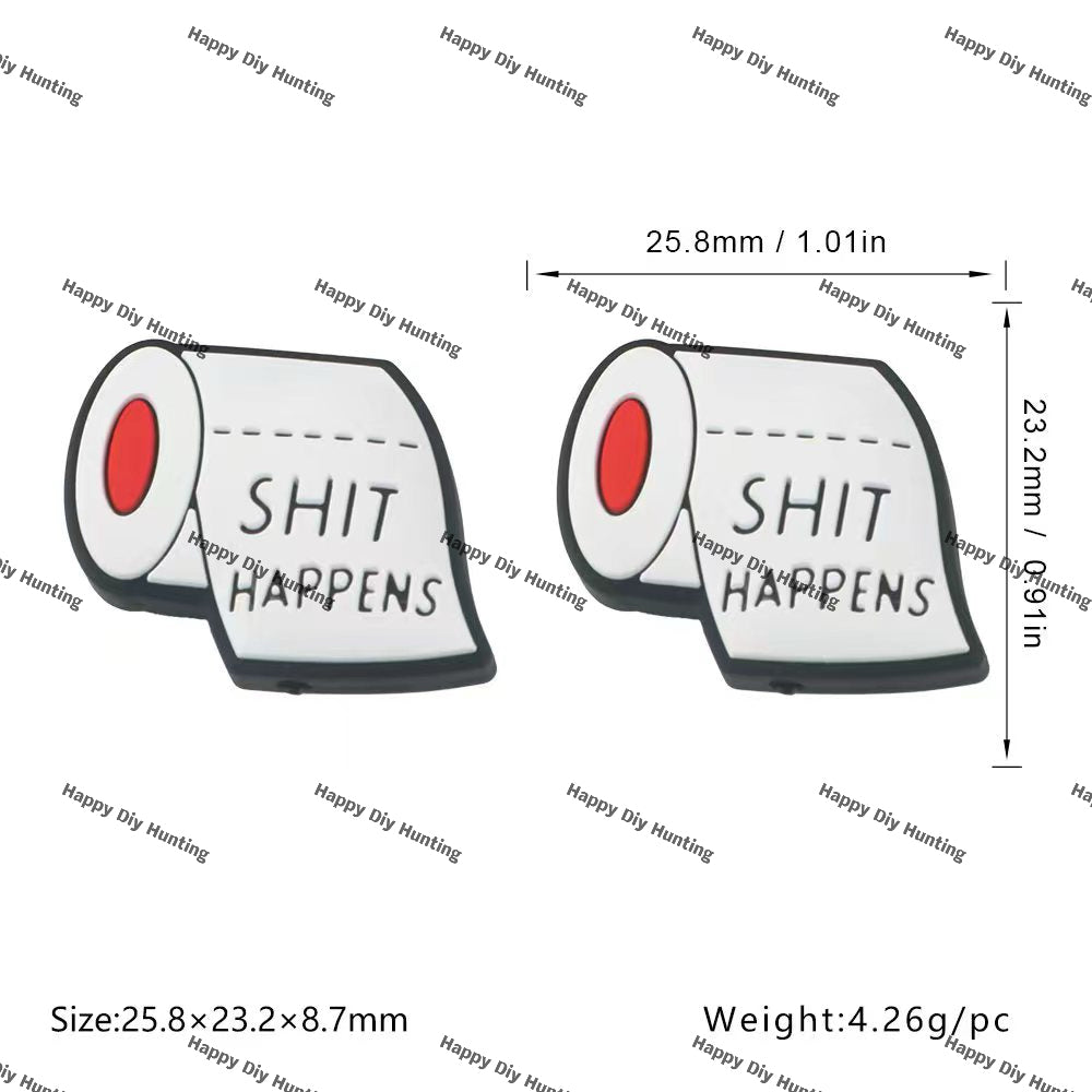 Shit Happens-Toilet Paper- Silicone Focal Bead