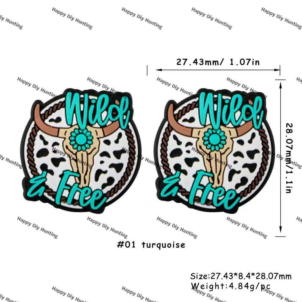 Wild & Free Bull Head Cow Print Turquoise Focal Beads for Pens