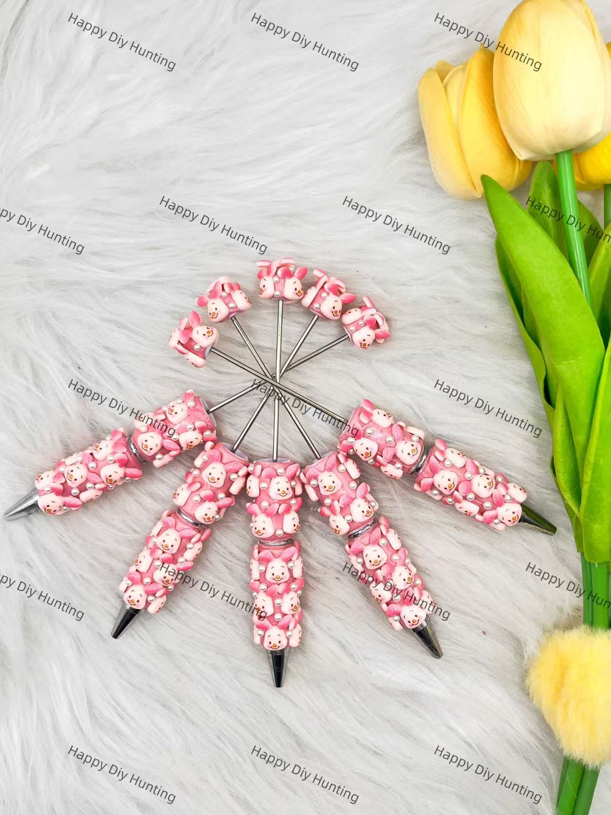 Piglet Character Beadable Pen | Premium DIY Stationery Decor Supplies