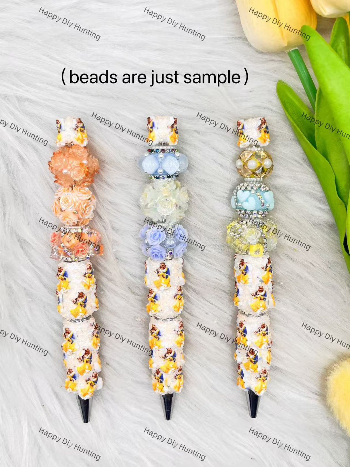 Beauty And the Beast Character Beadable Pen | Premium DIY Stationery Decor Supplies