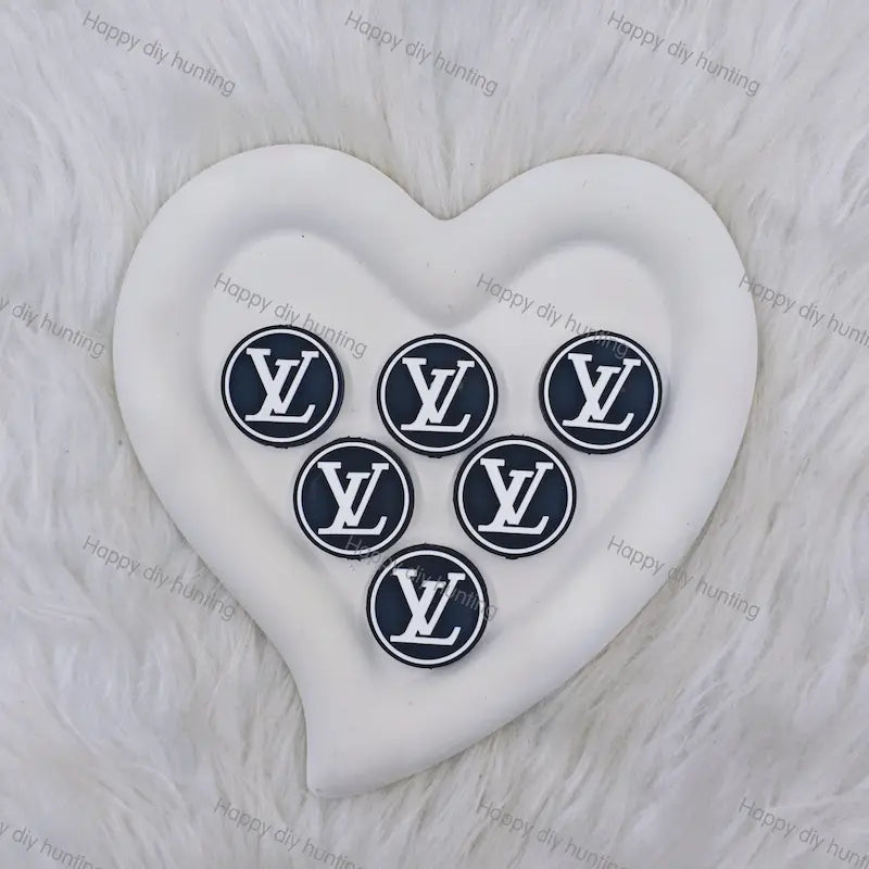 White Black Round LV Silicone Focal Beads For DIY Beadable Pens