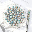 White base blue orange ethnic tribal geometric full print round silicone beads for diy handmade beadable pens wholesale boho craft accessories